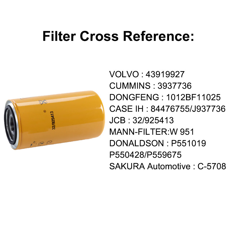 Auto Engine Parts Genuine Filtro Filter Automotive Oil Air Fuel Cabin Filter JCB Fuel Filter 32925413