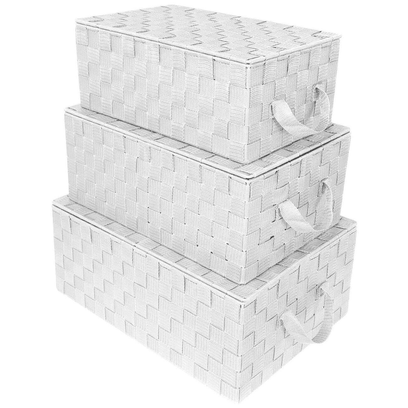 Closet woven Storage Baskets for shelves with lid Cube Organizer Set Stackable Fabric Storage Bins with Handles