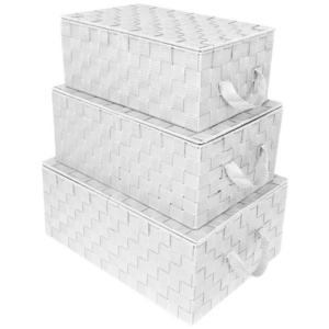 Closet woven Storage Baskets for shelves with lid Cube Organizer Set Stackable Fabric Storage Bins with Handles