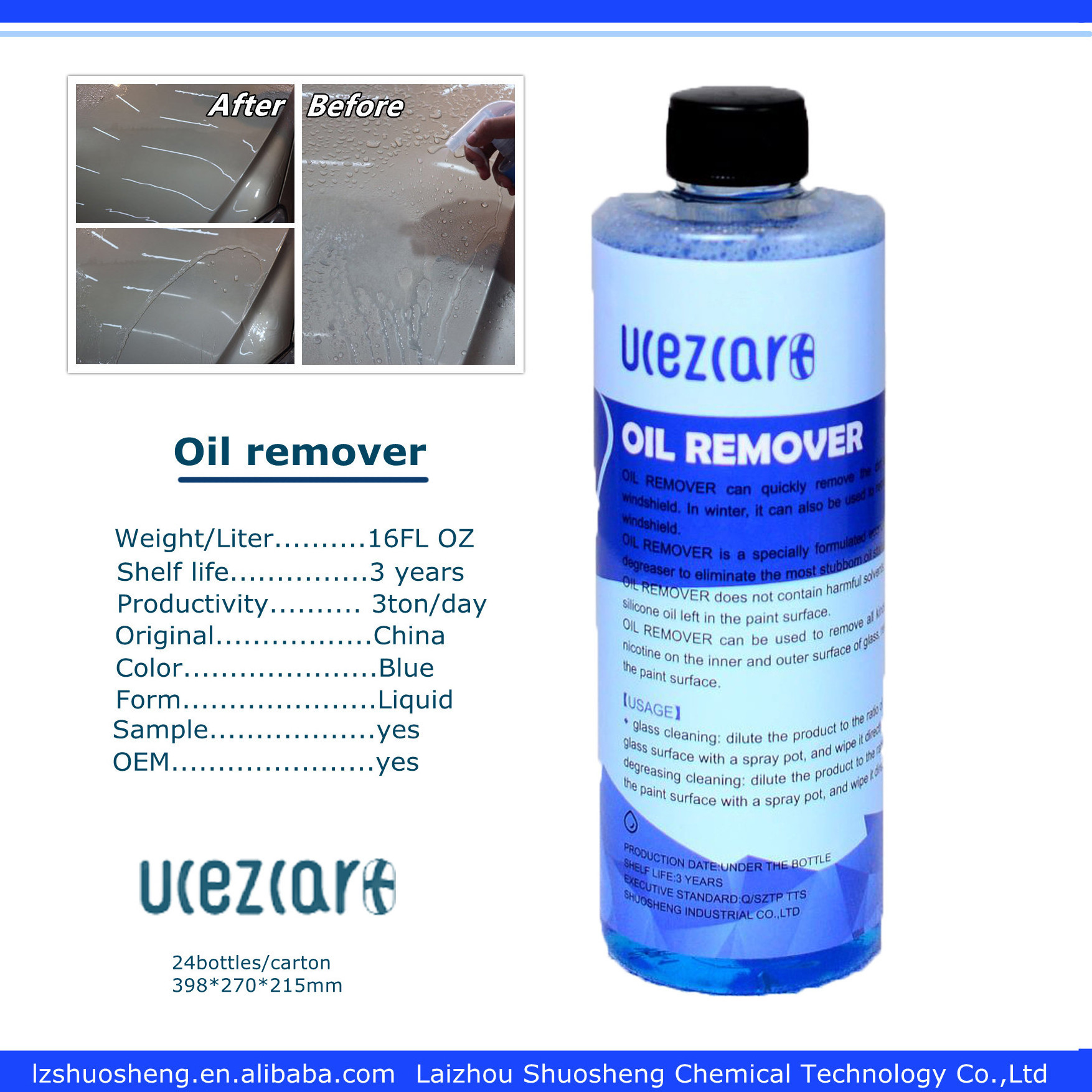 UCEZCAR+ 500ml car cleaner liquid spray chemicals oil film remover water spot remover for car glass cleaner