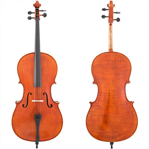 High Quality 4/4 1/8 Master Oil Varnish Solid Wood Red Brown Cello for Professional with Natural Flame