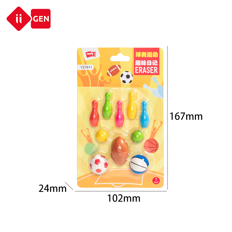 IIGEN  Sports Ball Puzzle Erasers Football Basketball Fun Erasers for Kids Classroom School  3D Mini Cute Eraser