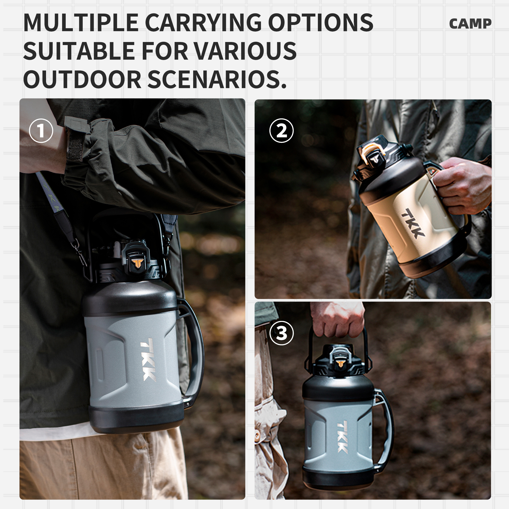 Big gallon for travel camping metal with handle vacuum thermos double wall insulated custom logo stainless steel water bottle