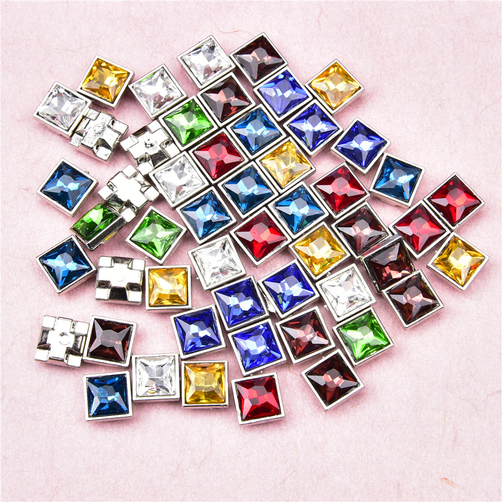 Wholesale Rhinestones 8Mm 10Mm Square Shape Glass Diamond Diy Ornament Handmade Craft Dress Clothes Accessories Sew On Crystals