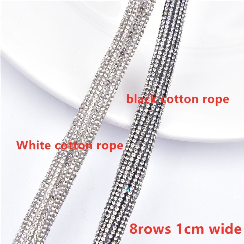 Diy Decorative Trim 4 /5 /8 Rows 2Mm Dense Glass Diamond Wrapped Cotton Rope DIY Bows For Clothing Shoe Crafts Rhinestone Tube