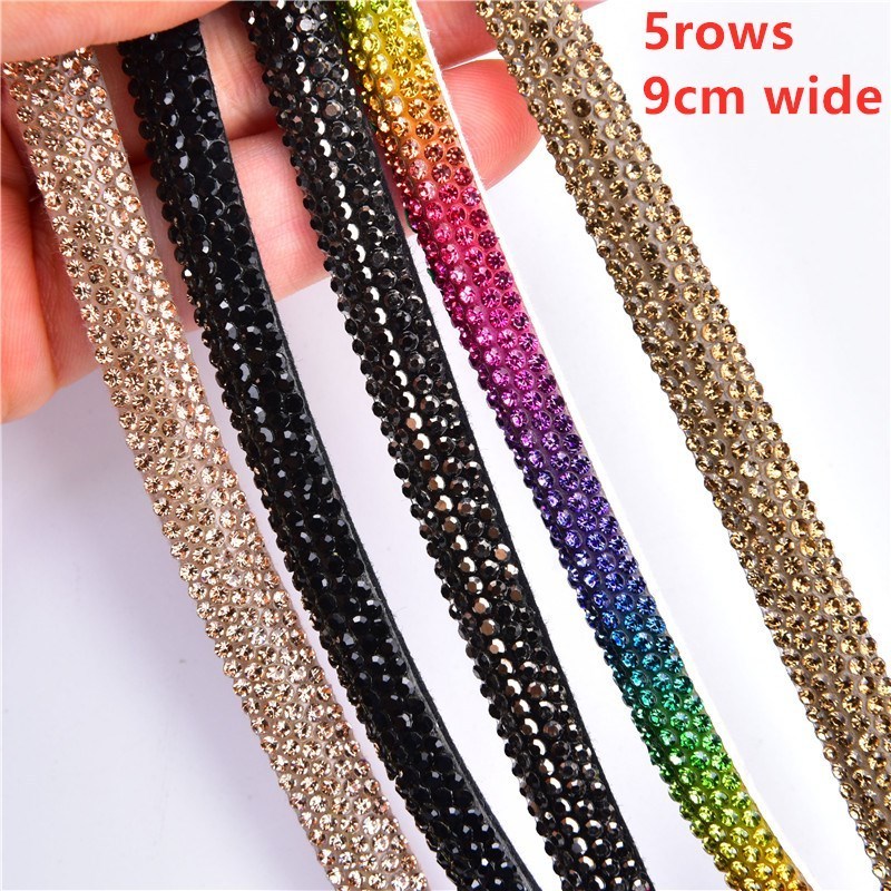 Diy Decorative Trim 4 /5 /8 Rows 2Mm Dense Glass Diamond Wrapped Cotton Rope DIY Bows For Clothing Shoe Crafts Rhinestone Tube