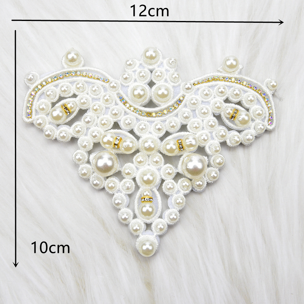 New Beige Pearl Rhinestone Patches For Clothes Shoes Bow Appliques Sew On Glue On Fabric Sticker Kids Bags Apparel Accessories