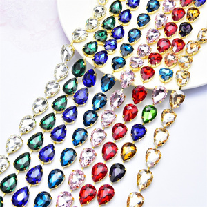 13*18Mm Crystal Rhinestone Chain Sparkle Glass Teardrop Diamond Sew On Wedding Dress Shoes For Jewelry Making Diy Clothes Trims