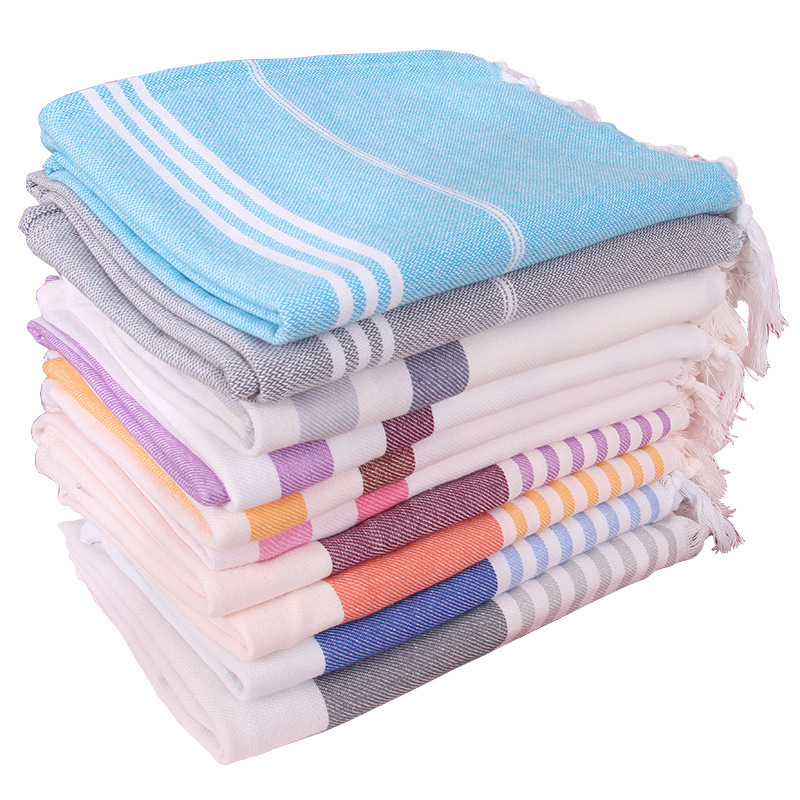 Wholesale Custom Woven Sand Free Bath Towel Turkish Beach Towel With Tassel Cotton Turkish Beach Towel in Stock