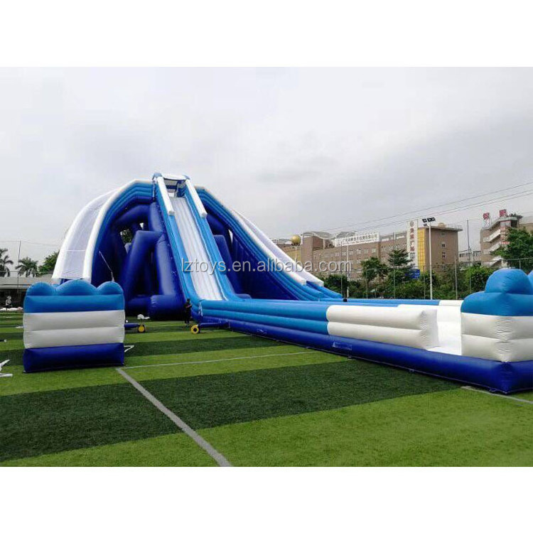 Double sided kids tiki shot island waterslide with pool inflatable water slide commercial