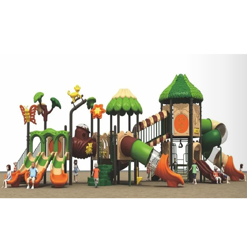 Plastic Tube Plastic Slide Kids Playground Equipment with flower Roof outdoor playground for school