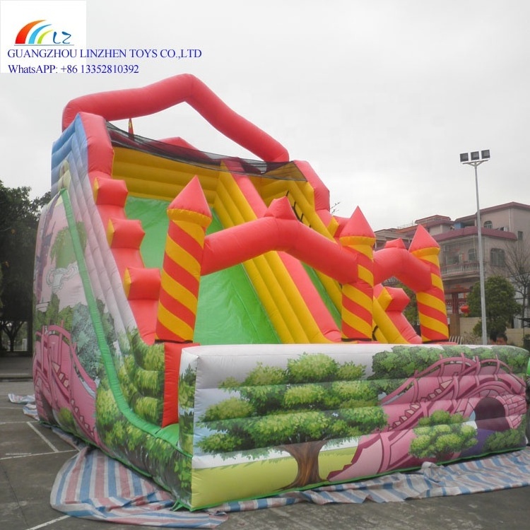 Kids jumping castle commerical bounce house tobogan inflable double sided inflatable slide wholesale