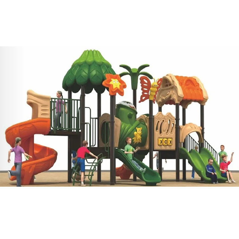 Plastic Tube Plastic Slide Kids Playground Equipment with flower Roof outdoor playground for school