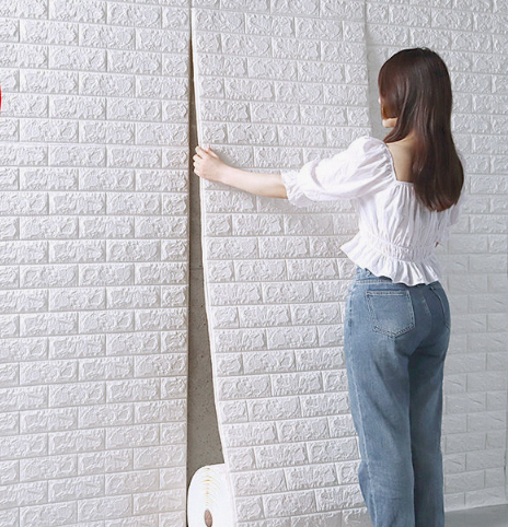 White Brick 3D Wall Panels Peel and Stick Wallpaper for Living Room Bedroom Background Wall Decoration 3D Brick Foam WallpaperPo