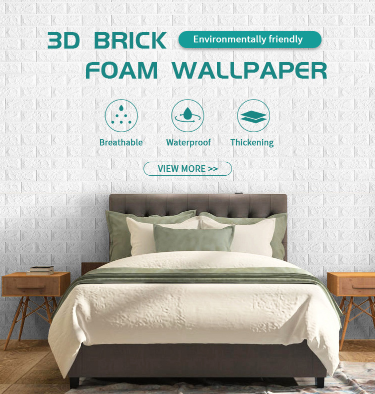 Home interior decoration self adhesive foam 3d brick wallpaper wall tiles