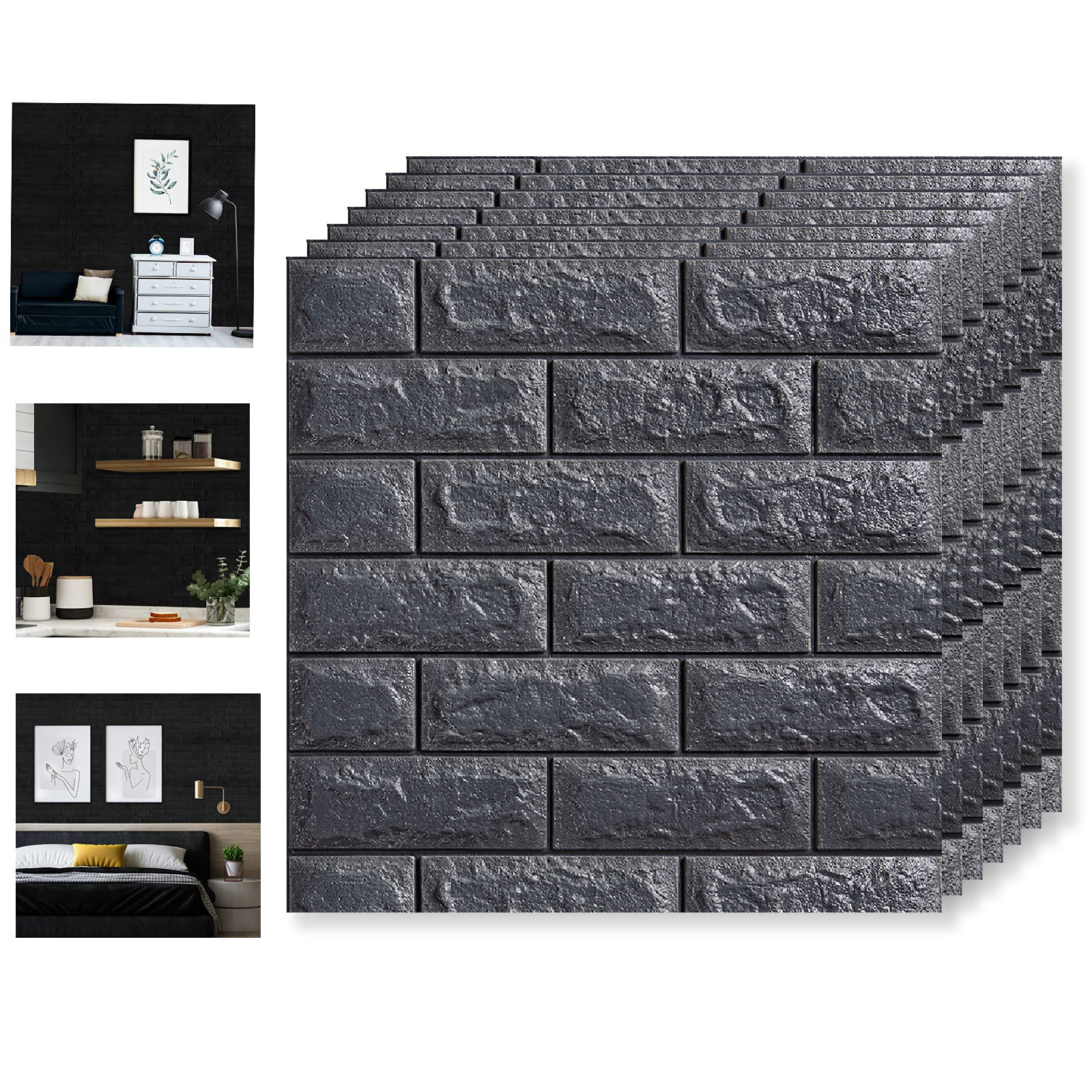 3D Wall Panels Brick Printable Wallpaper Stick and Peel Self Adhesive Waterproof Foam Faux Brick Paneling