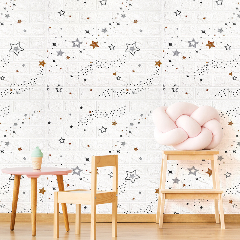 Self adhesive XPE 3d foam star wallpaper peel and stick wallpapers/wall coating for 3d home decoration