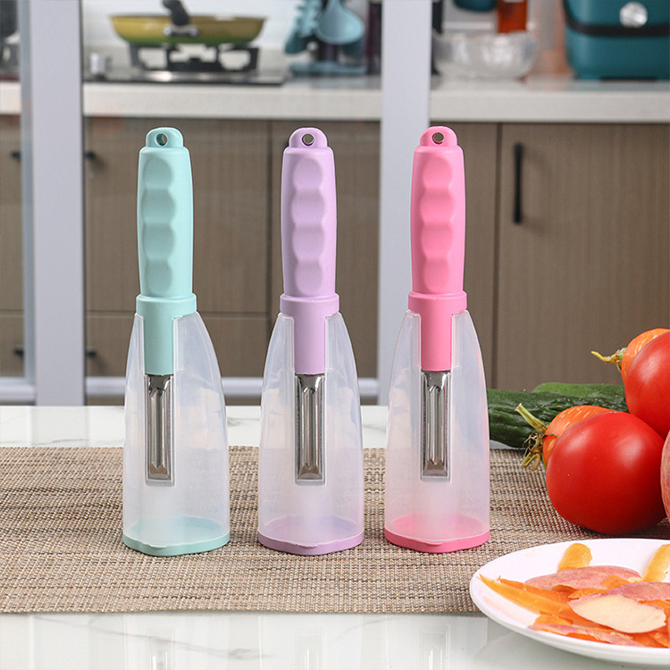 3 In 1 Multi Function Kitchen Stainless Steel Storage Peeler Carrot Manual Potato Apple Fruit Vegetable Peeler With Container