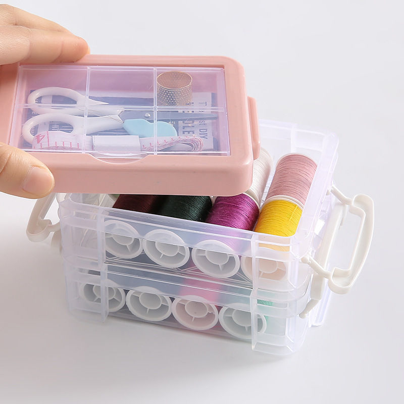 High Quality 30 Pieces Items Needles 16 Colors Thread Storage Box Set Portable Large Three Layers Household Sewing Kit Box