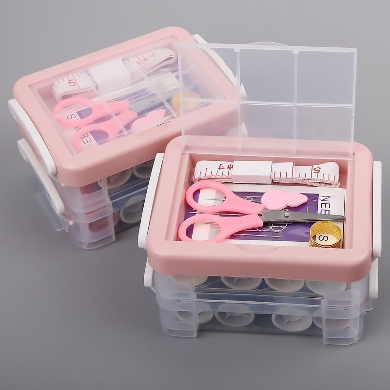 High Quality 30 Pieces Items Needles 16 Colors Thread Storage Box Set Portable Large Three Layers Household Sewing Kit Box