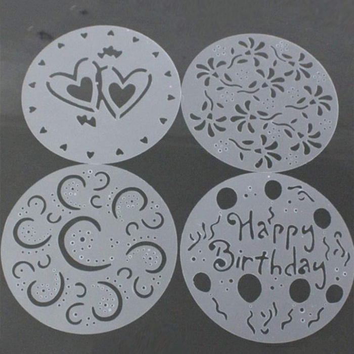 Round Acrylic Chocolate Powder Stencil Template Custom Acrylic Cake Moulds Coffee Art Stencils For Cake Decor