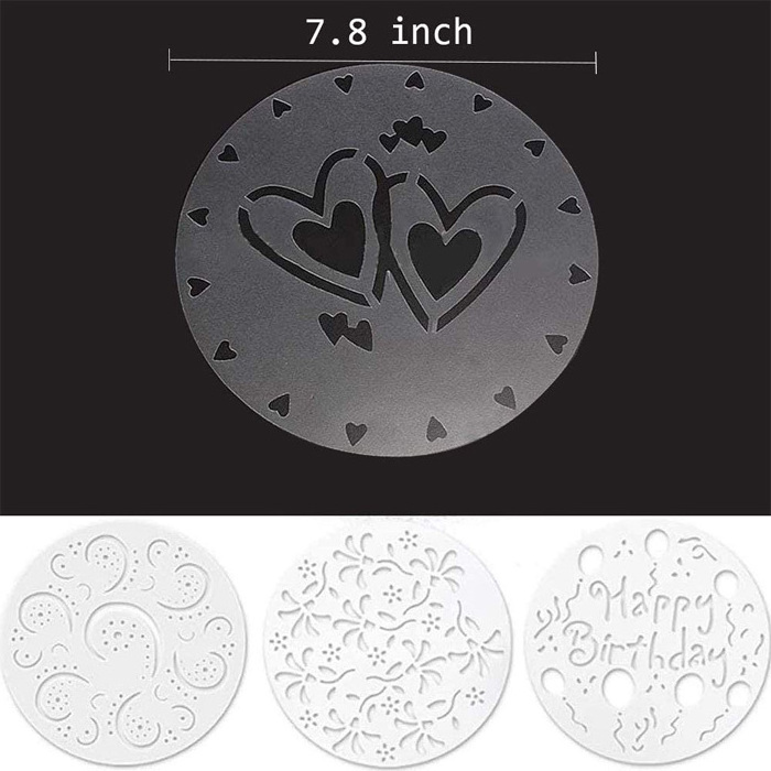 Round Acrylic Chocolate Powder Stencil Template Custom Acrylic Cake Moulds Coffee Art Stencils For Cake Decor