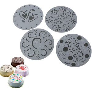 Round Acrylic Chocolate Powder Stencil Template Custom Acrylic Cake Moulds Coffee Art Stencils For Cake Decor