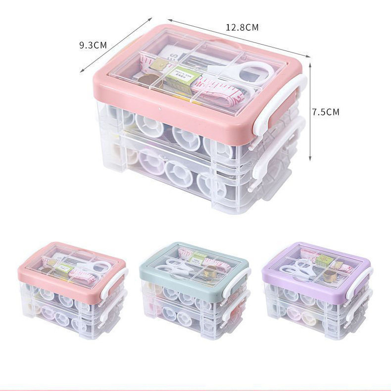 High Quality 30 Pieces Items Needles 16 Colors Thread Storage Box Set Portable Large Three Layers Household Sewing Kit Box