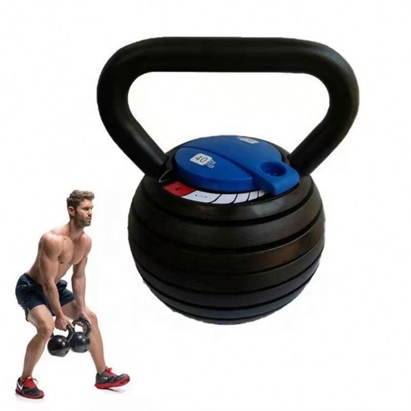 Adjustable soft competition coated rubber gym strength cast iron vinyl dumbbell kettlebell fitness equipment adjustable kettlebe