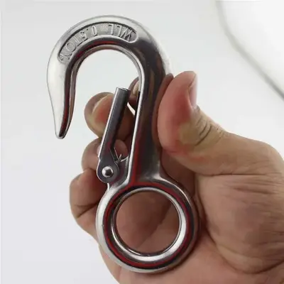 0.5T 304 Stainless Steel Large Eye Lifting Crane Snap Hooks Marine Heavy Duty Safety Spring Cargo Hook 500Kg