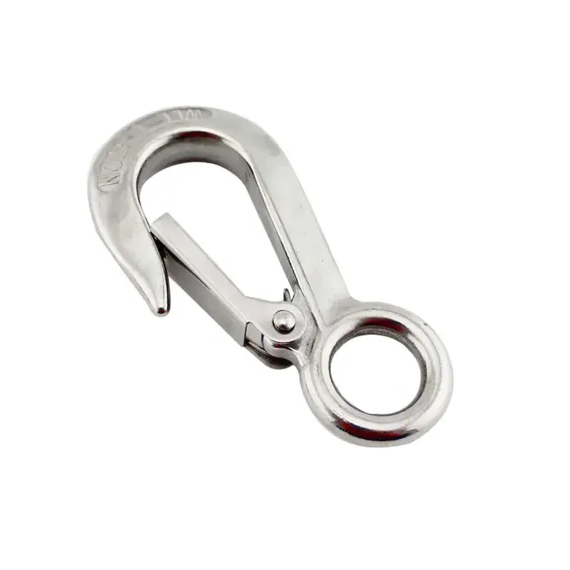 0.5T 304 Stainless Steel Large Eye Lifting Crane Snap Hooks Marine Heavy Duty Safety Spring Cargo Hook 500Kg