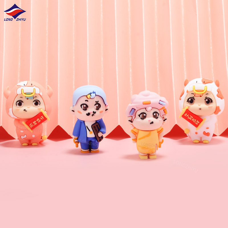 Longzhiyu 17 Years Factory Custom 3D PVC Crafts with Logo Cute Cartoon Mini Action Figure Doll Toys Figurine