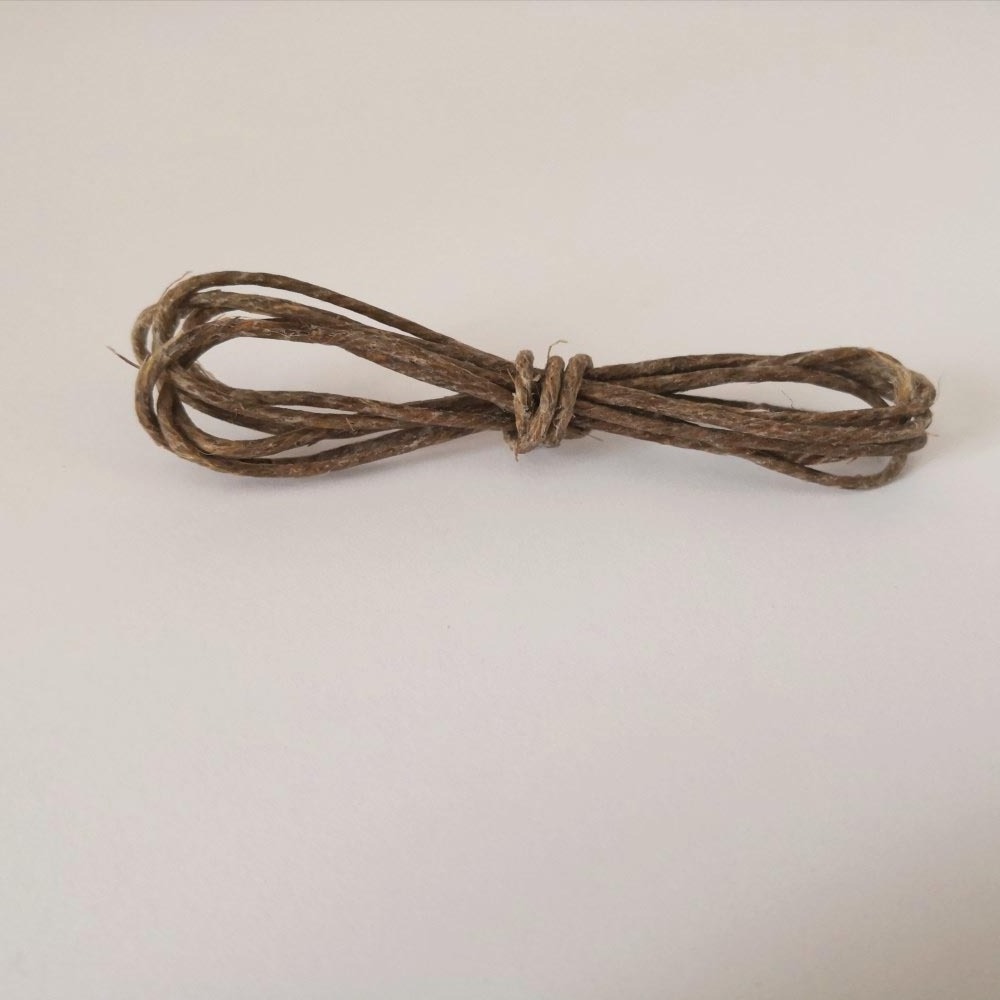 3.3ft 1meter length 2mm organic hemp wick, beeswaxed hemp cord, hemp rope