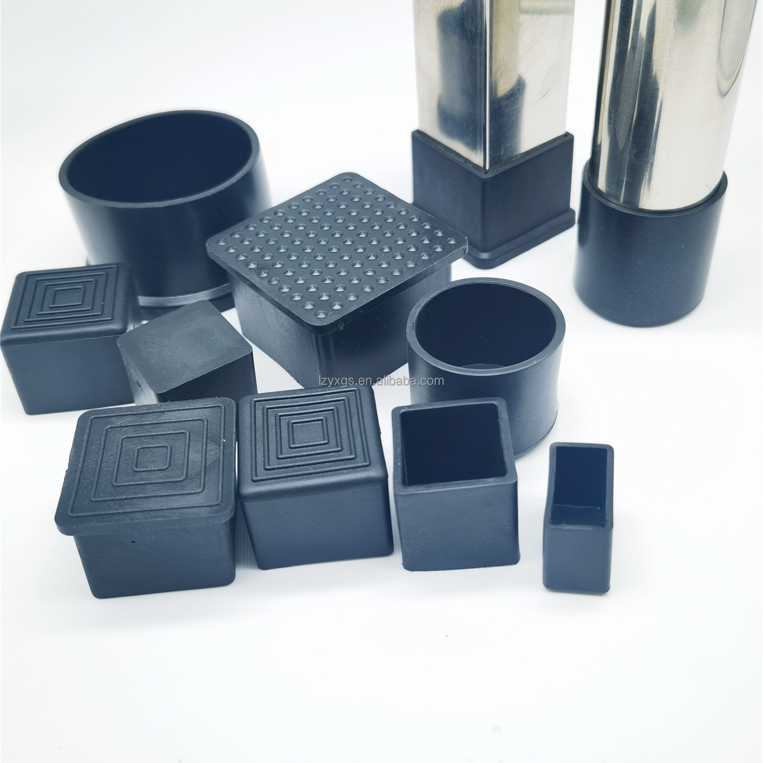 Black Square PVC Soft Rubber Tube Plug Sleeve 19*19-50*100mm Protection Gasket Dust Seal End Cover Caps For Pipe Bolt Furniture