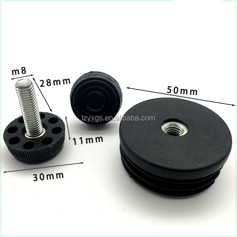 Square Plastic Insert Cap Tube End Cover With Thread Nut Plastic Steel Tube Furniture Leg Hole Plug