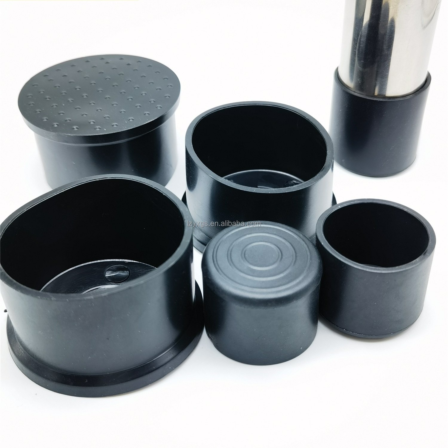 Black Square PVC Soft Rubber Tube Plug Sleeve 19*19-50*100mm Protection Gasket Dust Seal End Cover Caps For Pipe Bolt Furniture