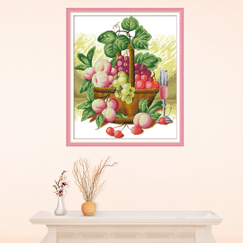 NKF Rich fruit basket new cross stitch patterns dmc embroidery thread 11ct 14ct