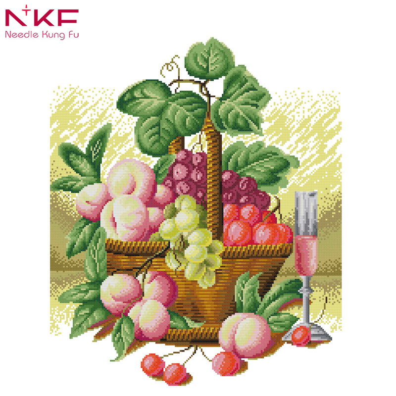 NKF Rich fruit basket new cross stitch patterns dmc embroidery thread 11ct 14ct