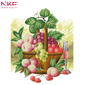 NKF Rich fruit basket new cross stitch patterns dmc embroidery thread 11ct 14ct