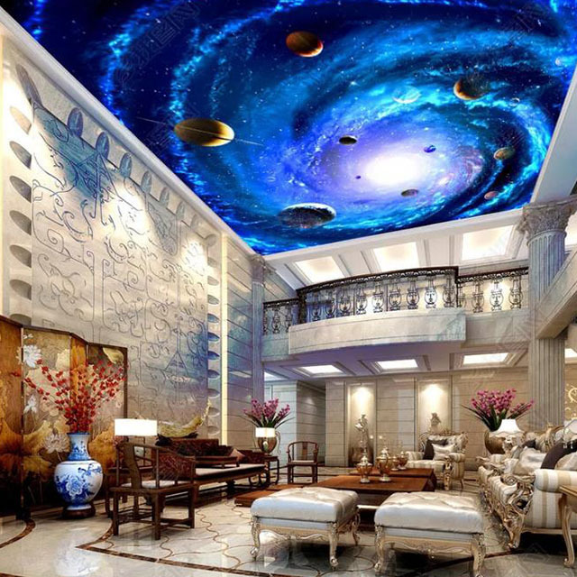 Guangzhou starry sky roof royal interior printed translucent illumination backlit Ceiling Designs Made with Stretch Ceiling