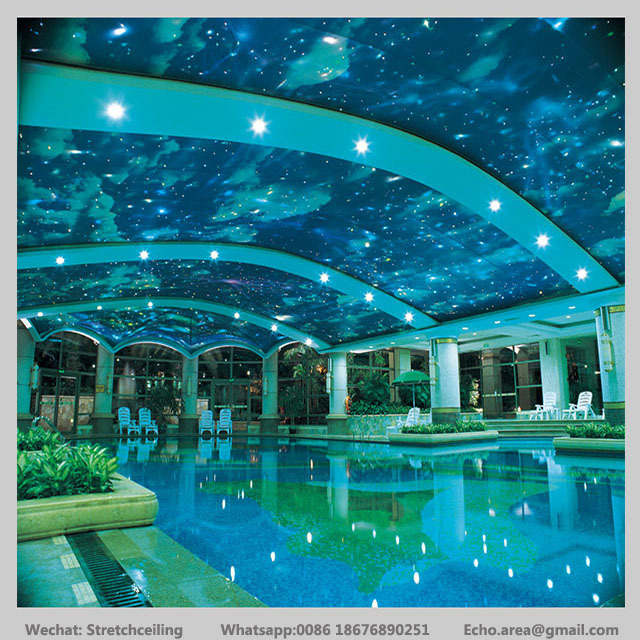 UV print 3d illusion effect infinity stretch ceiling for swimming pool tiles