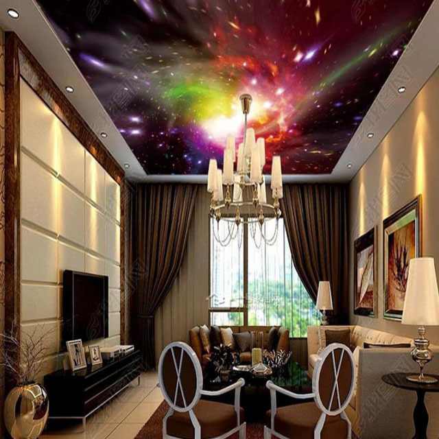 suspend ceiling tile  3d mural sky stretch soft pvc film