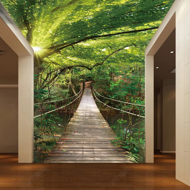 3D landscape bamboo ceiling mural wallpaper