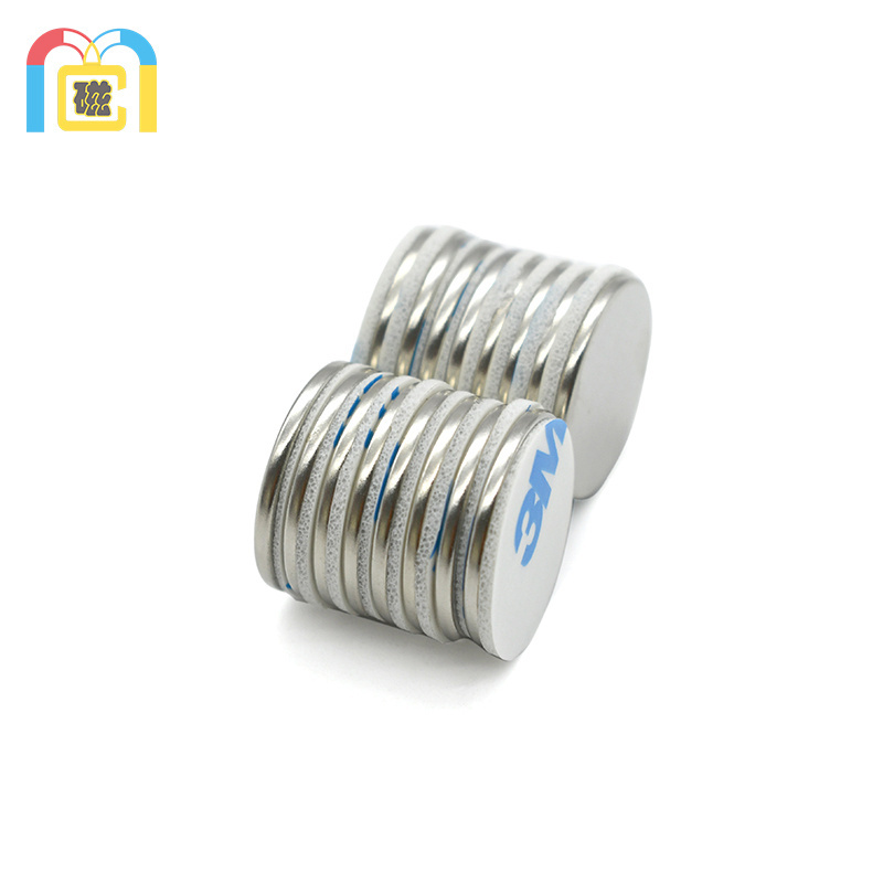 High Performance Cylinder Magnetic Materials Strong Magnet Wheel N52 M52 N54 Magnet 3M Self Adhesive Magnet Neodymium