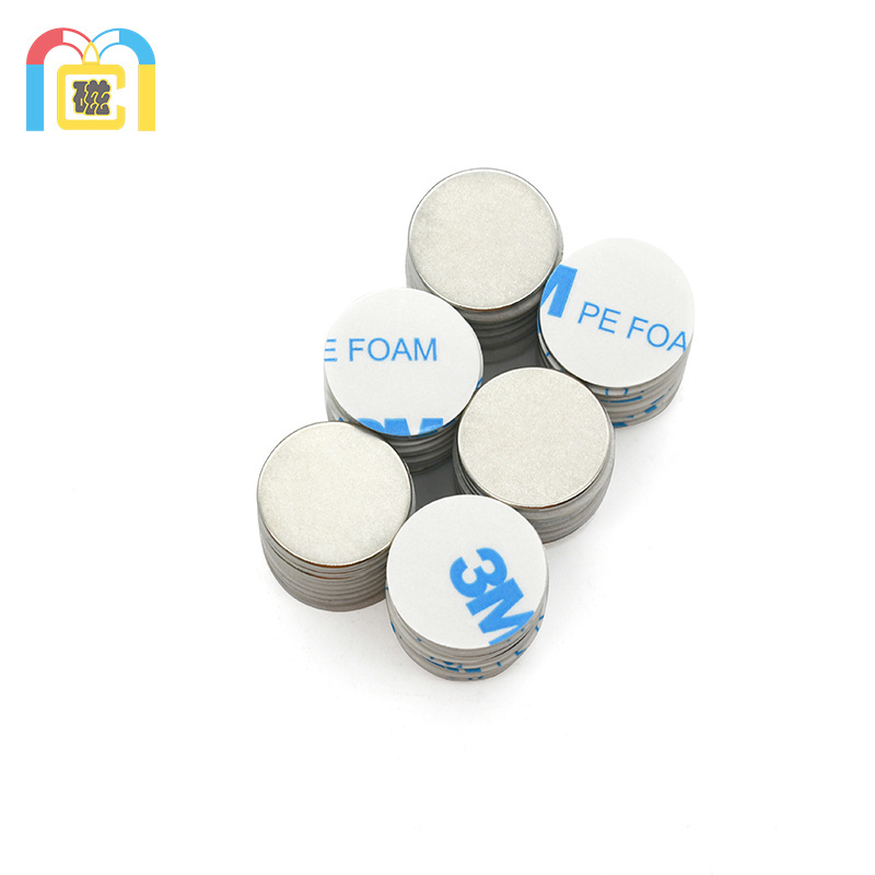 High Performance Cylinder Magnetic Materials Strong Magnet Wheel N52 M52 N54 Magnet 3M Self Adhesive Magnet Neodymium