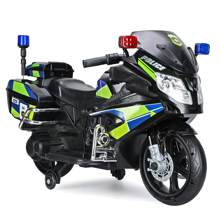 New electric children's police motorcycle two-wheel/three-wheel 12v large battery dual drive kids electric ride on motorcycle