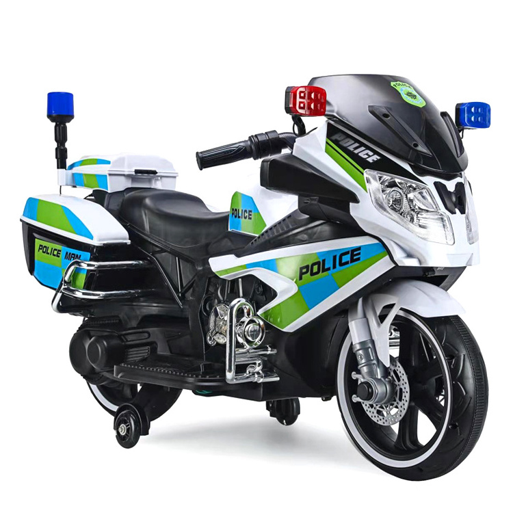 New electric children's police motorcycle two-wheel/three-wheel 12v large battery dual drive kids electric ride on motorcycle