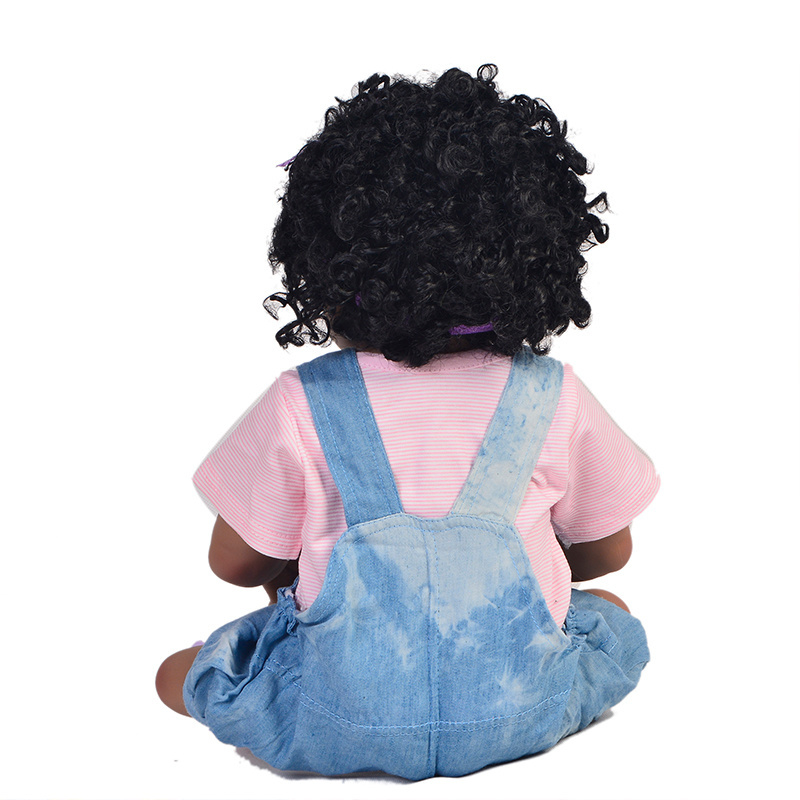 Big eyes, curly hair, black skin doll reborn silicone/reborn baby doll 22 inch baby reborn dolls