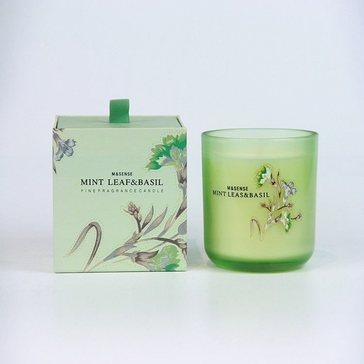 M&Sense Handmade Box Mint Leas&Basil 380g tea light Private Label Big Scented Candle