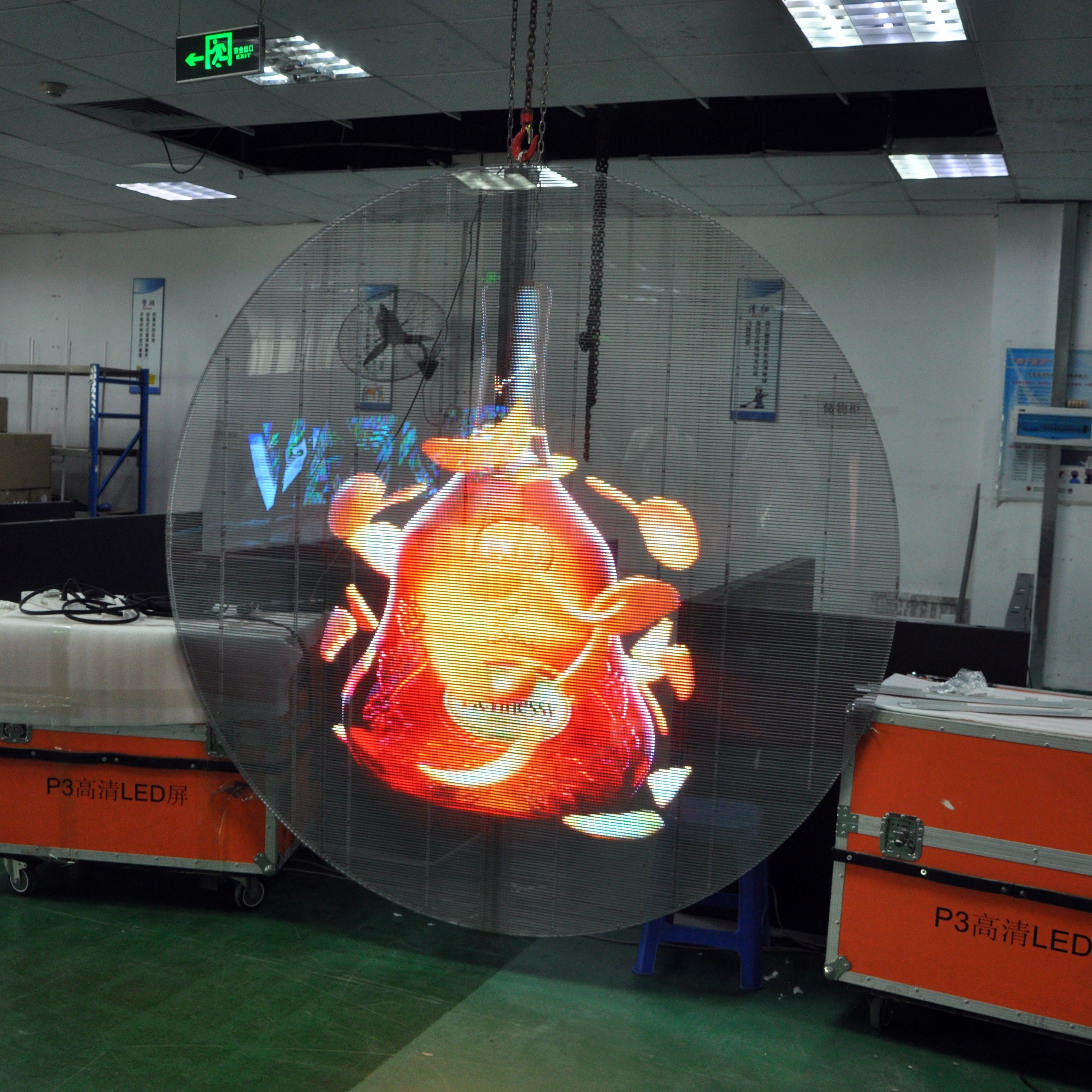 Capacitive circular curved Indoor transparent display P3.91-7.81 2m diameter flexible round LED screen